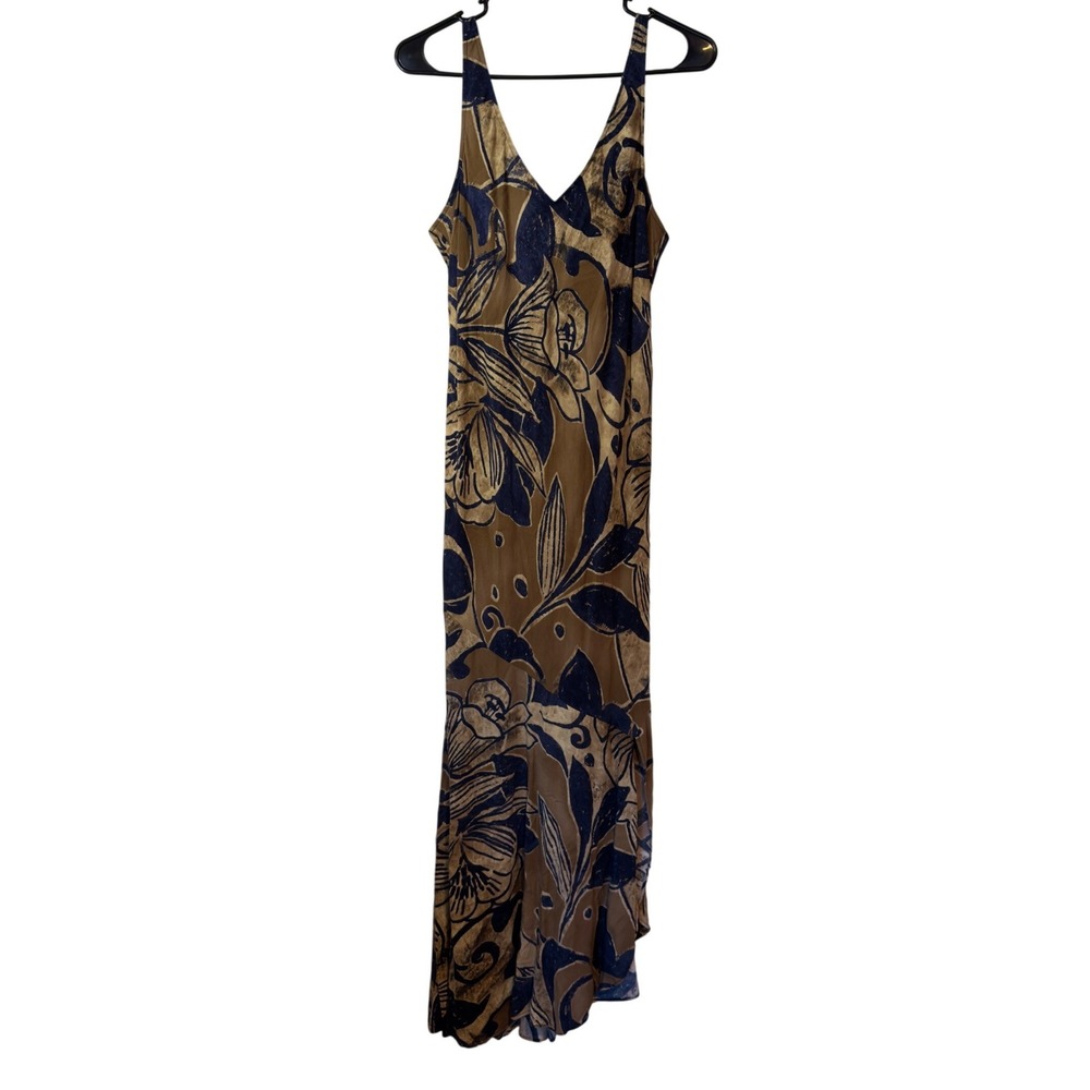Jams World Sleeveless V-Neck Maxi Dress Size S Bias Cut Floral Tropical Vacation